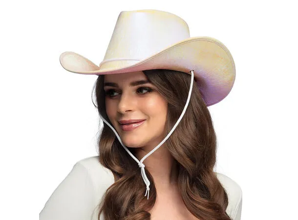 Cowboyhatt Perlehvit med Skimmer – Onesize