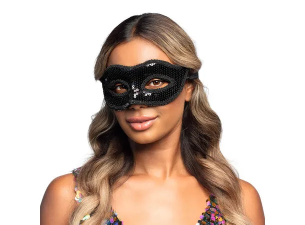 Venezia Øyemaske med Sorte Paljetter